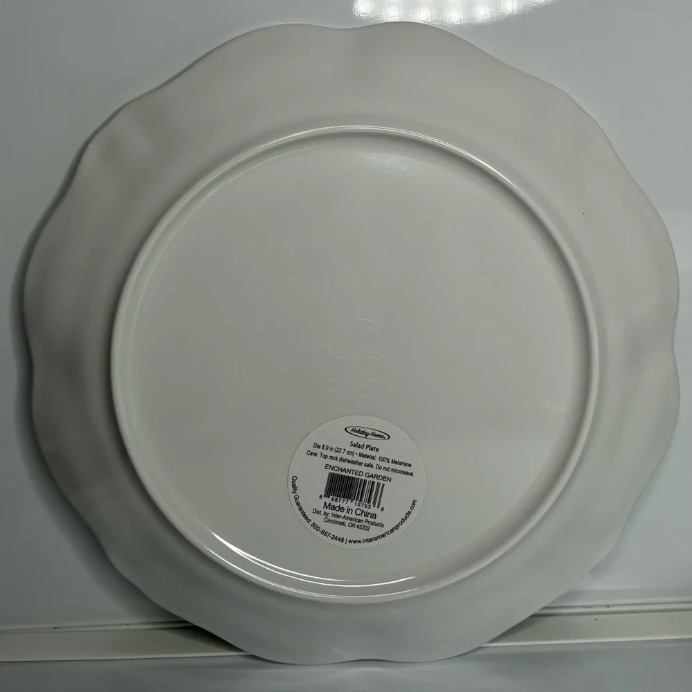 (11) Holiday Home 8.9 Inch “Enchanted Garden” Aqua/Egg Blue Melamine Salad Plate